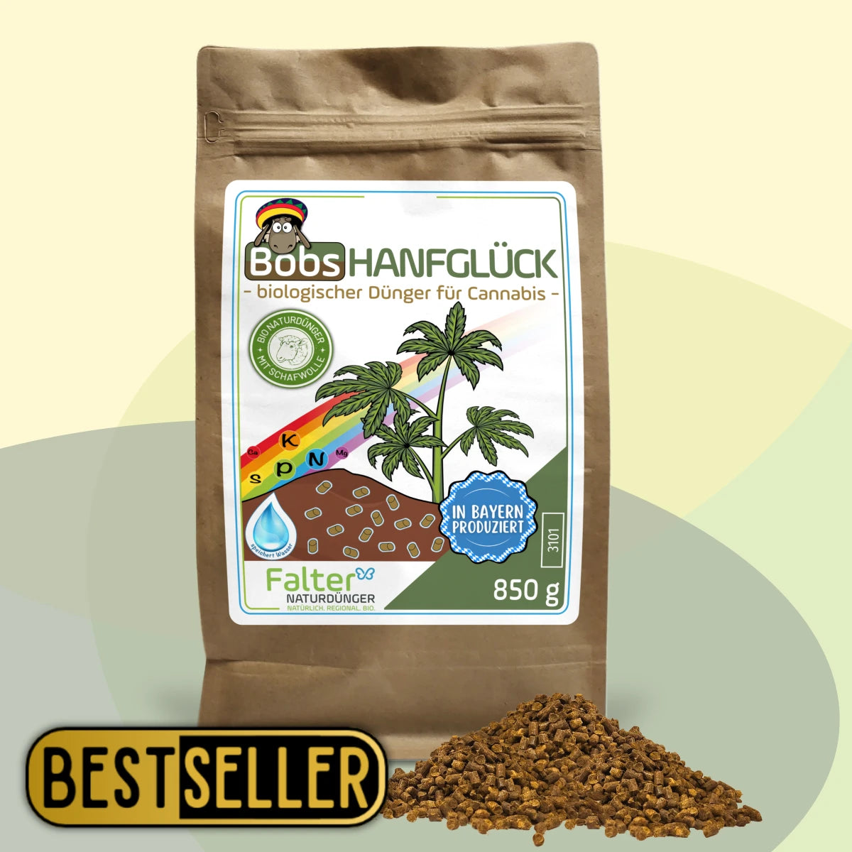 Bobs Hanfglück - Biologischer Cannabisdünger mit Schafwolle 850g