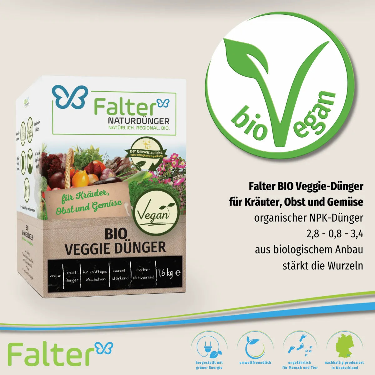 Falter BIO Veggie Dünger für Kräuter Obst und Gemüse 1,6 kg