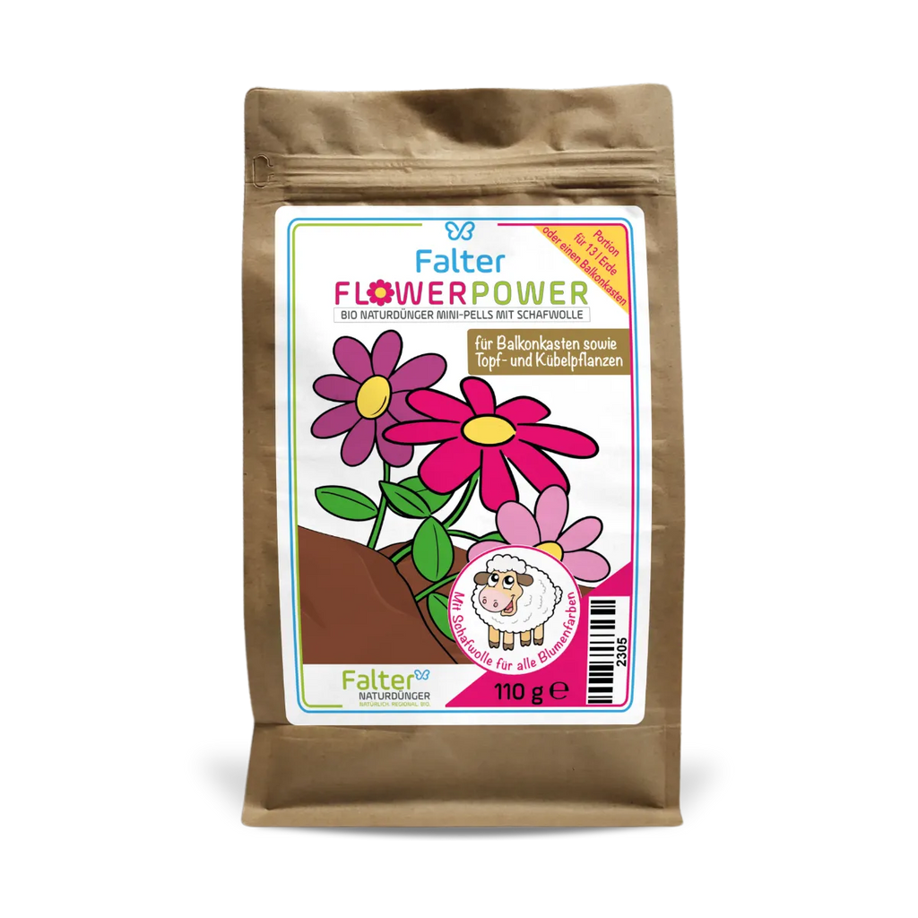 Falter FlowerPower - Bio Naturdünger mit Schafwolle - 110 g - ideal zum Verschenken und Testen