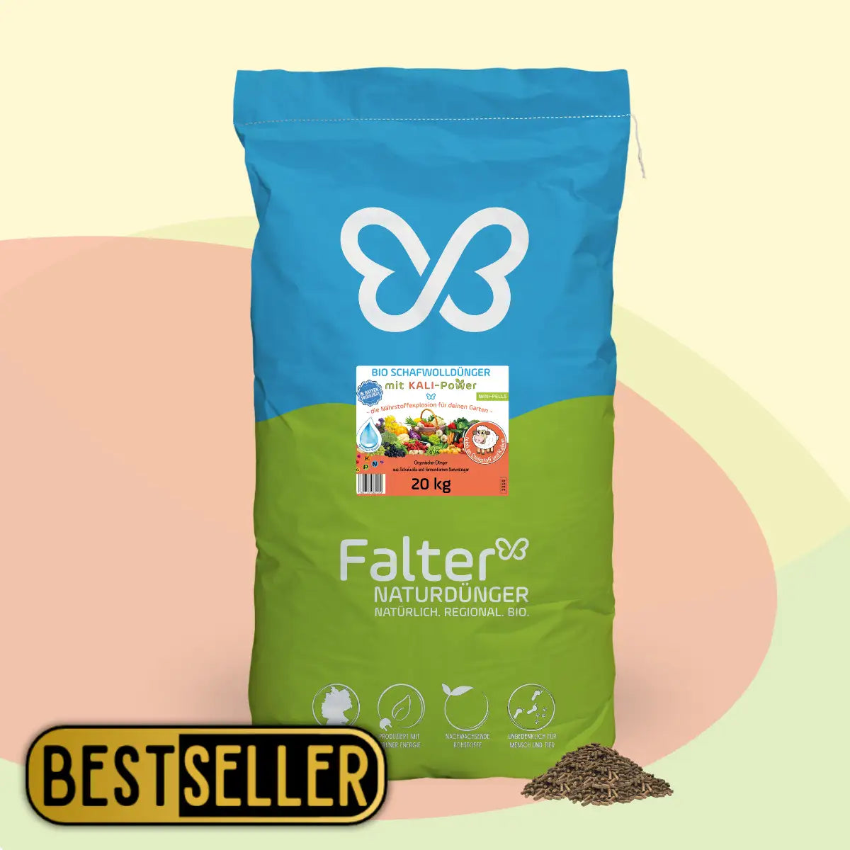 20kg Falter BIO Schafwolldünger mit KALI-Power Mini-Pells - kaliumreiche Schafwollpellets