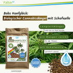 Bobs Hanfglück: Biologischer Cannabisdünger mit Schafwolle. Langzeitdünger - wirkt bis zu fünf Monate. Ein Dünger reicht für alle Phasen. Mit Schafwolle: speichert Wasser.