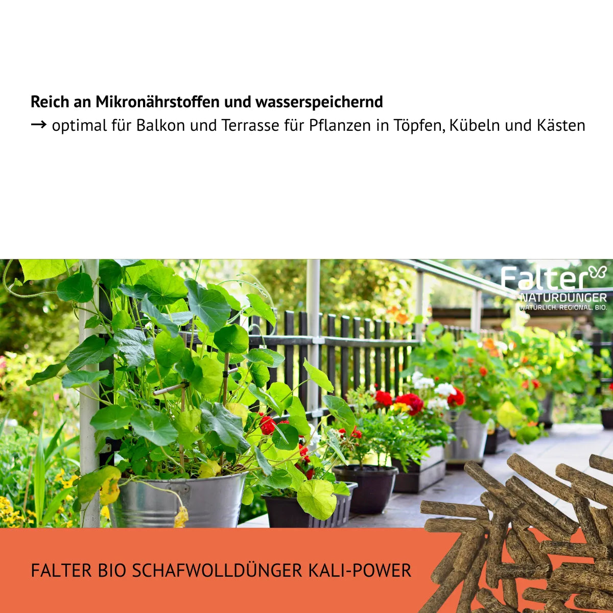 Reich an Mikronährstoffen und wasserspeichernd
→ optimal für Balkon und Terrasse für Pflanzen in Töpfen, Kübeln und Kästen