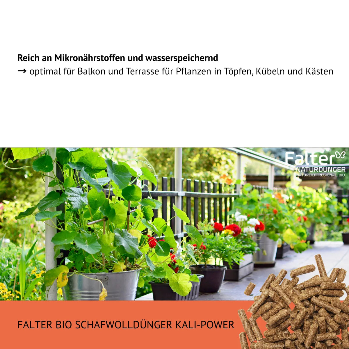 Reich an Mikronährstoffen und wasserspeichernd
→ optimal für Balkon und Terrasse für Pflanzen in Töpfen, Kübeln und Kästen