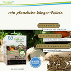 rein pflanzliche Dünger-Pellests. Unbedenklich für Mensch, Tier und Umwelt. Rein pflanzlich für Kräuter, Obst, Gemüse. 100 % Biowiesenklee aus Naturland-Betrieb.