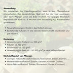 Anwendung: Wir empfehlen die Kleedüngerpellets stets in das Pflanzsubstrat einzuarbeiten. Der Veggiedünger lässt sich bei der Saat ausstreuen oder beim Pflanzen unter die Erde mischen. Für üppiges Wachstum empfehlen wir nach ca. 6 Wochen eine Nachdüngung. Anschließend gut wässern. Dosierung: Verwendung im Freiland: ca. 350 g/m². Kräuter: ca. 100 g/m²
Beerenobst: ca. 150 g/m². Verwendung im Beet: ca. 150-300 g/m² je nach Nährstoffbedarf.