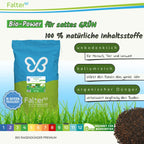 Falter BIO Rasendünger Premium - Organischer NPK-Dünger. Unbedenklich für Mensch, Tier und Umwelt. Kaliumreich: stärkt den Rasen das ganze Jahr. Organische Rohstoffe: verbessern langfristig den Boden. Geeignet für Mähroboter. Multifunktionsdünger für Rasen, Bäume, Sträucher, Hecken, Koniferen und Rosen. Wir empfehlen ca. 40 g pro Quadratmeter zu diesen Zeiten: März/April, Juni, August, Oktober.