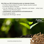 Mini-Pells aus 100 % Schafschurwolle von lebenden Schafen. Für Obst, Gemüse (ideal für Tomaten, Paprika, Zucchini, Gurken). Für Blumen, Bäume, Sträucher
Für das Anpflanzen von Bäumen, Sträuchern und Hecken - einfach beim Pflanzen in das Pflanzloch geben. Stickstoffreich, wasserspeichernd und bodenlockernd. Für den ganzen Garten
Organischer NK-Dünger -9,8-6,6. 