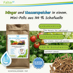 Falter BIO Schafwolldünger Mini-Pells 2,5 kg: Dünger und Wasserspeicher in einem: Schafwollpellets aus 100 % Schafwolle. Unbedenklich für Mensch, Tier und Umwelt. Stickstoffreich für Kräuter, Obst und Gemüse. 100 % Schafwolle: speichert Wasser. 