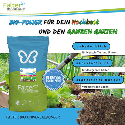 Falter BIO Universaldünger: Bio-Power für dein Hochbeet un den ganzen Garten. Unbedenlich für Mensch, Tier und Umwelt. Nährstoffreich für den ganzen Garten. Organischer Dünger: verbessert den Boden. Falter Naturdünger.