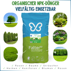 Falter BIO Rasendünger Premium. Vielfältig einsetzbar: Rasen, Bäume, Sträucher, Hecken, Koniferen, Blumen, Rosen