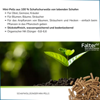 Mini-Pells aus 100 % Schafschurwolle von lebenden Schafen. Für Obst, Gemüse. Für Blumen, Bäume, Sträucher
Für das Anpflanzen von Bäumen, Sträuchern und Hecken - einfach beim Pflanzen in das Pflanzloch geben. Stickstoffreich, wasserspeichernd und bodenlockernd. Für den ganzen Garten
Organischer NK-Dünger -9,8-6,6. 