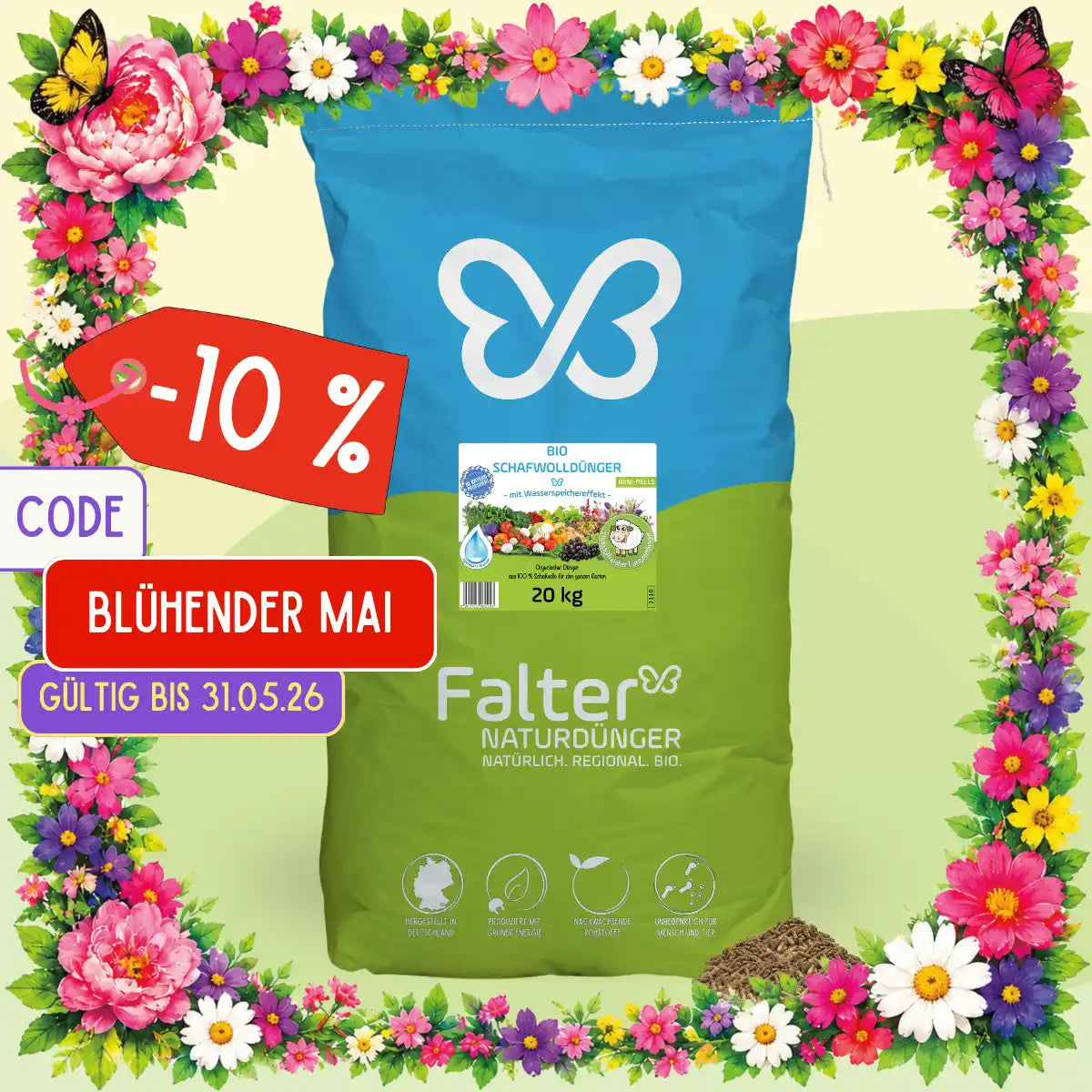 Schafwollpellets 20 kg - Spare 10 % mit dem Code BLÜHENDER MAI bis zum 31.05.2026
