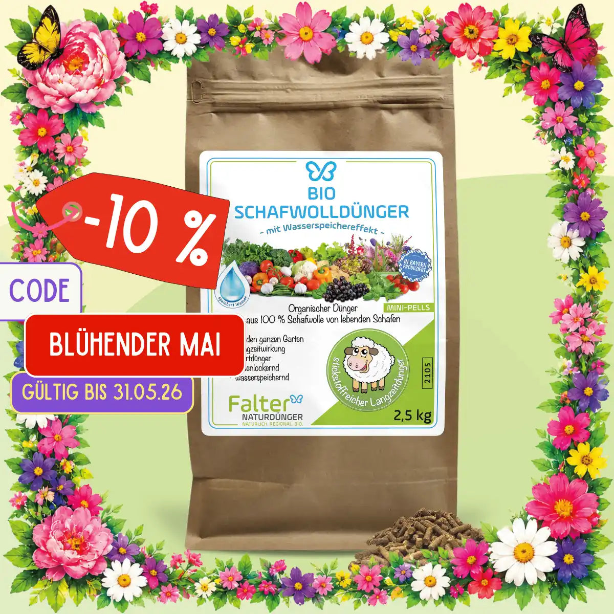 Schafwollpellets 2,5 kg kg - Spare 10 % mit dem Code BLÜHENDER MAI bis zum 31.05.2026