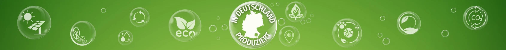 Mit grüner Energie aus nachwachsenden Rohstoffen produziert in Deutschland